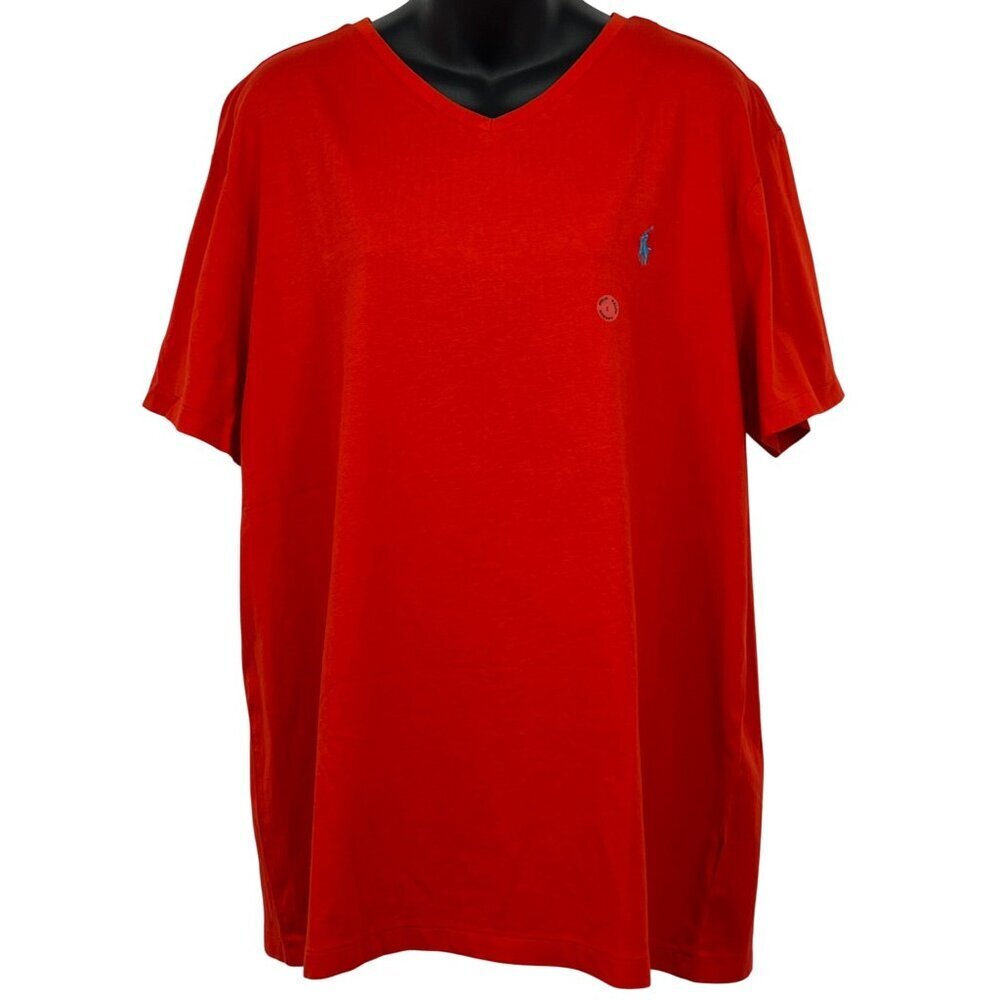 Ralph Lauren Polo Red V-Neck Tee Shirt Large L Cotton Men Short Sleeve NWOT New